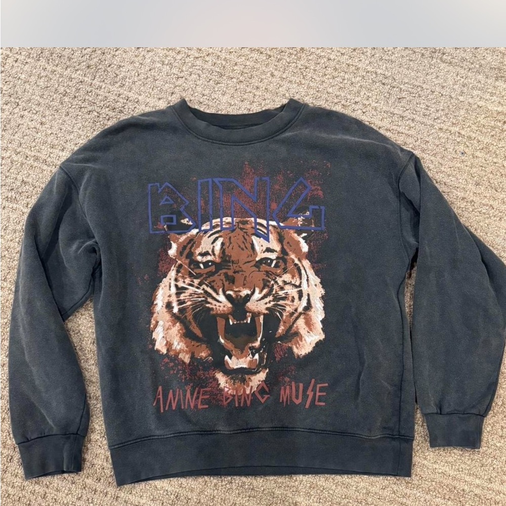 ANINE BING Black Tiger Graphic Sweater